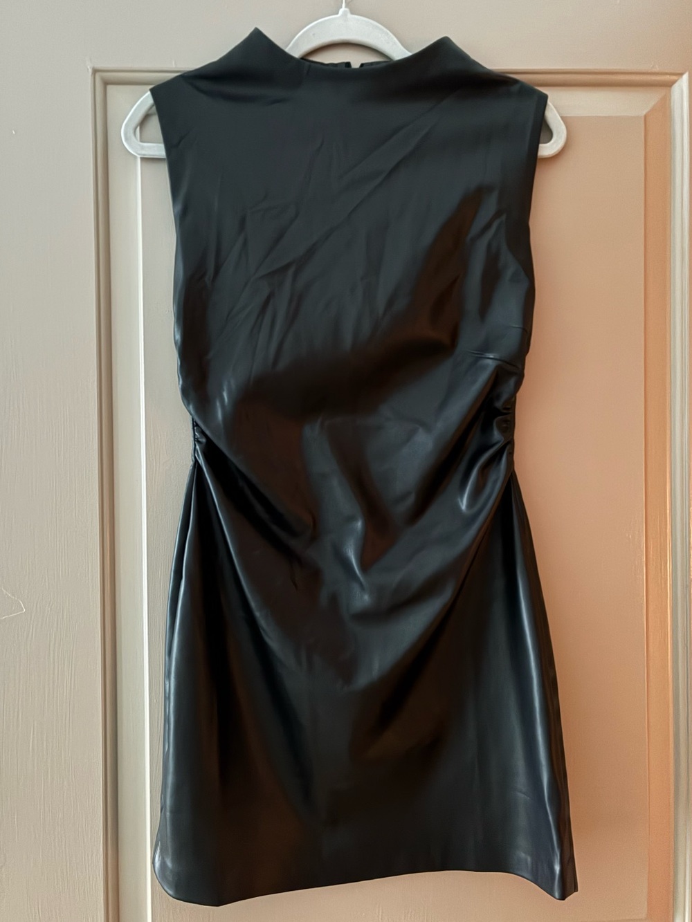 Berksha Sleeveless Faux Leather Mini Dress - Black